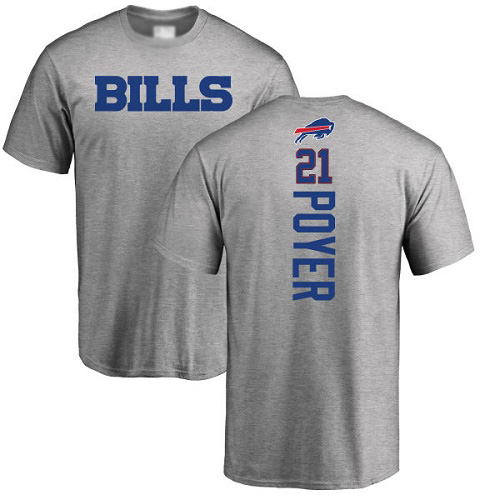 Men NFL Buffalo Bills #21 Jordan Poyer Ash Backer T Shirt->nfl t-shirts->Sports Accessory